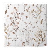 Waterverf Rustiek Bruin Winter Bloemen Botanisch Tegeltje (Voorkant)