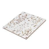 Waterverf Rustiek Bruin Winter Bloemen Botanisch Tegeltje (Zijkant)