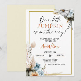 waterverf rustiek een beetje pompoen baby shower kaart