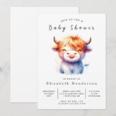 Waterverf Rustiek Eenvoudige Koe Baby shower Kaart (Voorkant / Achterkant)