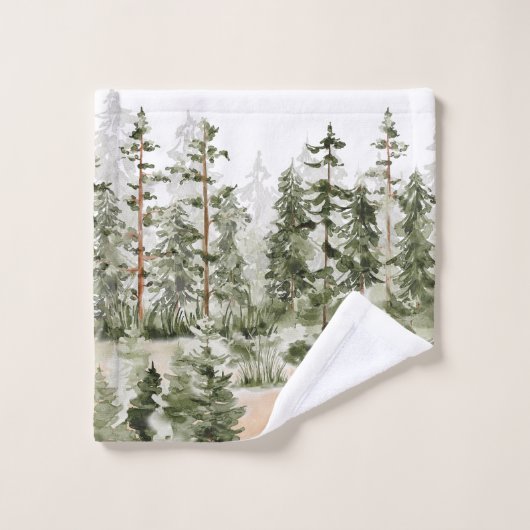 Waterverf rustiek groen bos bad handdoek (Wasdoekje)
