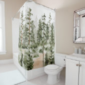 Waterverf rustiek groen bos douchegordijn (In situ)
