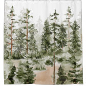 Waterverf rustiek groen bos douchegordijn (Voorkant)