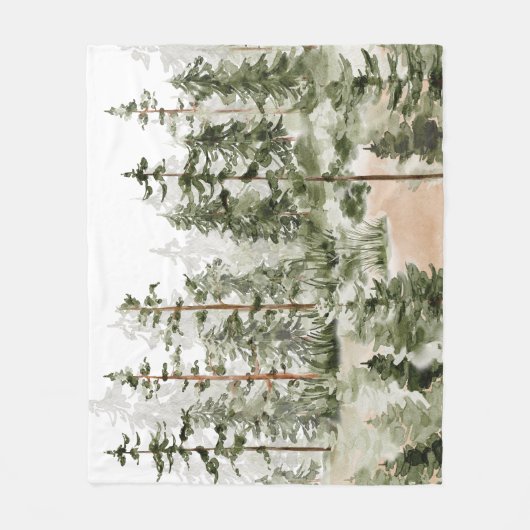 Waterverf rustiek groen bos fleece deken (Voorkant)