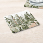 Waterverf rustiek groen bos kartonnen onderzetters (Schuin)