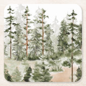 Waterverf rustiek groen bos kartonnen onderzetters (Voorkant)