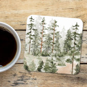 Waterverf rustiek groen bos kartonnen onderzetters