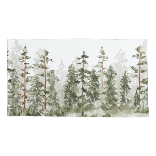 Waterverf rustiek groen bos kussensloop (Achterkant)