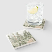 Waterverf rustiek groen bos stenen onderzetter (Zijkant)