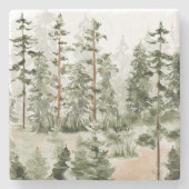 Waterverf rustiek groen bos stenen onderzetter (Voorkant)