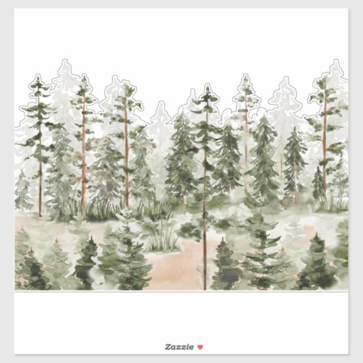 Waterverf rustiek groen bos sticker (Vel)