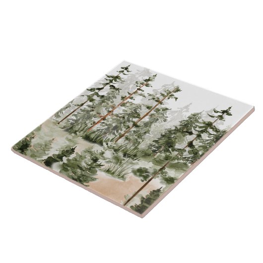 Waterverf rustiek groen bos tegeltje (Zijkant)