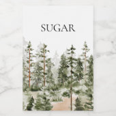 Waterverf rustiek groen bos voedselcontainer etiket (Enkel label)