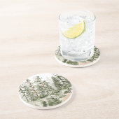 Waterverf rustiek groen bos zandsteen onderzetter (Zijkant)