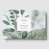 Waterverf rustiek groen salie bruiloft gastenboek (Voorkant)