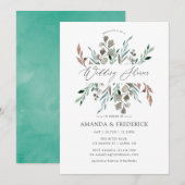 Waterverf rustiek groen winter bruiloft douche kaart (Voorkant / Achterkant)