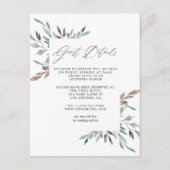 Waterverf rustiek groen winter gastgegevens informatiekaartje (Voorkant)