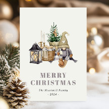 Waterverf Rustiek Hygge Gnome Vakantie Briefkaart