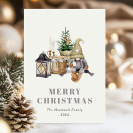 Waterverf Rustiek Hygge Gnome Vakantie Briefkaart