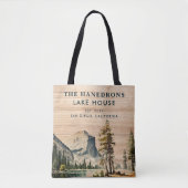 Waterverf Rustiek Lake House Thema Familienaam Tote Bag (Voorkant)