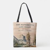 Waterverf Rustiek Lake House Thema Familienaam Tote Bag (Achterkant)