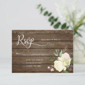 Waterverf Rustiek Roze Beige Bloemen Bruiloft RSVP Kaartje (Staand voorkant)