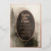 Waterverf Rustiek Save the Date Foto Bergen Folie Feestdagenkaart (Voorkant)