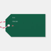 Waterverf rustiek wintergroen met rode bloemen cadeaulabel (Achterkant Horizontaal)