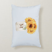 Waterverf Rustiek Zonnebloem Boeket in Mason Jar Accent Kussen (Voorkant(Verticaal))