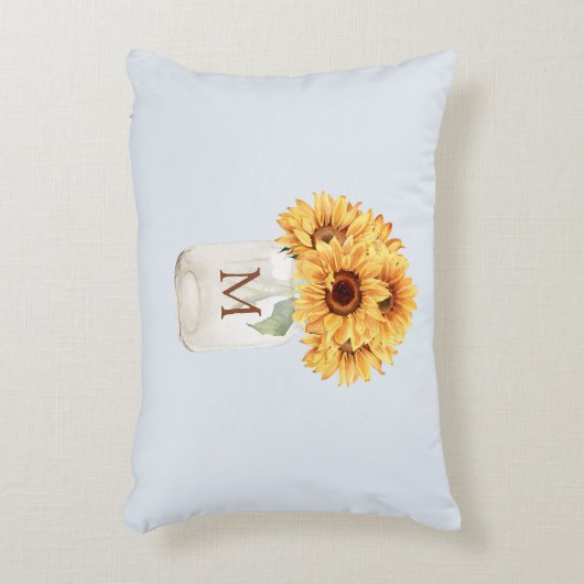 Waterverf Rustiek Zonnebloem Boeket in Mason Jar Accent Kussen (Voorkant(Verticaal))