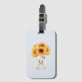 Waterverf Rustiek Zonnebloem Boeket in Mason Jar Bagagelabel (Voorkant (verticaal))