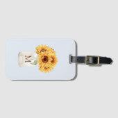 Waterverf Rustiek Zonnebloem Boeket in Mason Jar Bagagelabel (Voorkant (horizontaal))