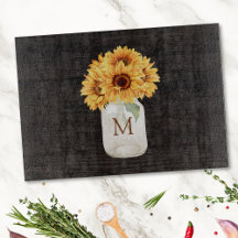 Waterverf Rustiek Zonnebloem Boeket in Mason Jar