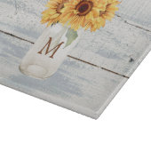 Waterverf Rustiek Zonnebloem Boeket in Mason Jar Snijplank (Hoek)