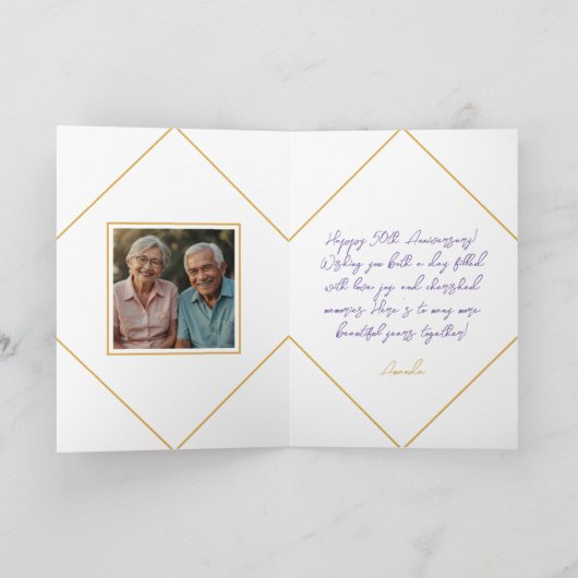 Waterverf rustieke 50ste bruiloft Jubileum Kaart (Binnen)