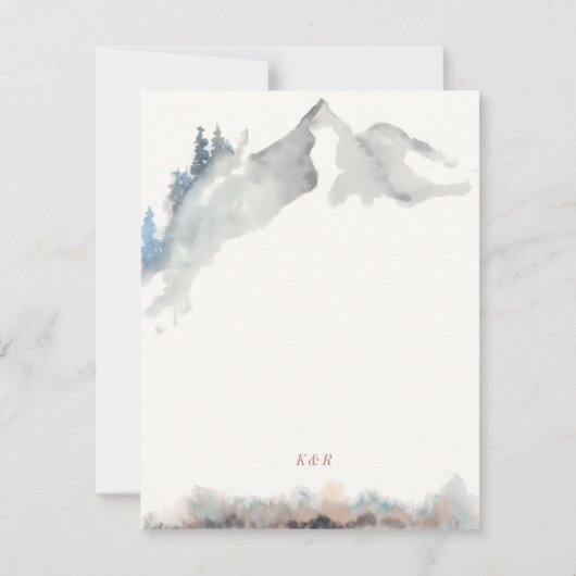 Waterverf rustieke berg bruiloft menu Kaart (Achterkant)