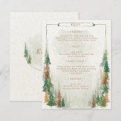 Waterverf rustieke berg bruiloft menu Kaart (Voorkant / Achterkant)