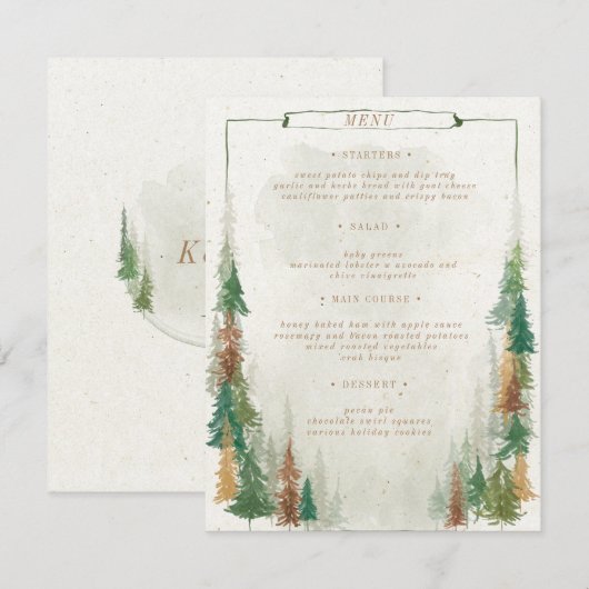 Waterverf rustieke berg bruiloft menu Kaart (Voorkant / Achterkant)