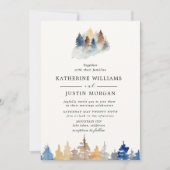 Waterverf rustieke berg bruiloft uitnodiging (Voorkant)