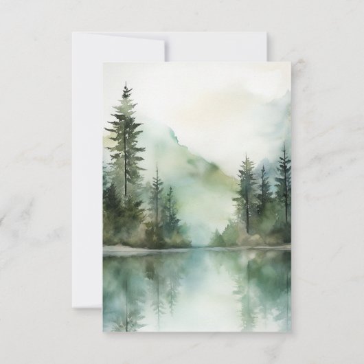 Waterverf rustieke berg Lake bos bruiloft Bedankkaart (Achterkant)