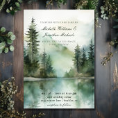 Waterverf rustieke berg Lake bos bruiloft Kaart