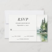 Waterverf rustieke berg Lake bos bruiloft RSVP Kaartje (Voorkant)
