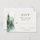 Waterverf rustieke berg Lake bos bruiloft RSVP Kaartje (Voorkant)