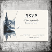 Waterverf rustieke berg Lake bos bruiloft RSVP Kaartje