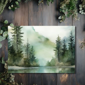 Waterverf rustieke berg Lake bos bruiloft RSVP Kaartje