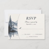 Waterverf rustieke berg Lake bos bruiloft RSVP Kaartje (Voorkant)