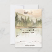 Waterverf rustieke berg Lake bos bruiloft RSVP Kaartje (Voorkant)