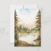 Waterverf rustieke berg Lake bos bruiloft RSVP Kaartje (Achterkant)