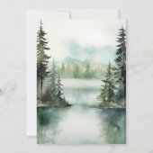 Waterverf rustieke berg Lake bos bruiloft Save The Date (Achterkant)