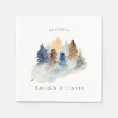 Waterverf Rustieke Berg Monogram Papier Servet (Voorkant)